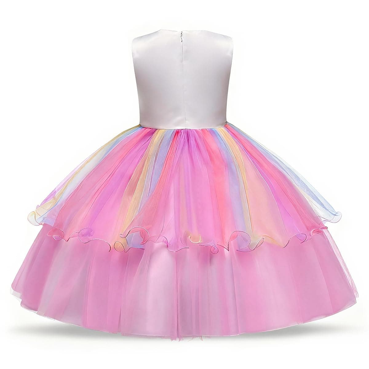 URAQT Disfraz Unicornio Niña, 3pcs Vestido Princesa con Diadema y Collar para Diario, Cosplay, Halloween, Carnaval, Fiesta, Boda, Cumpleaños — view 4