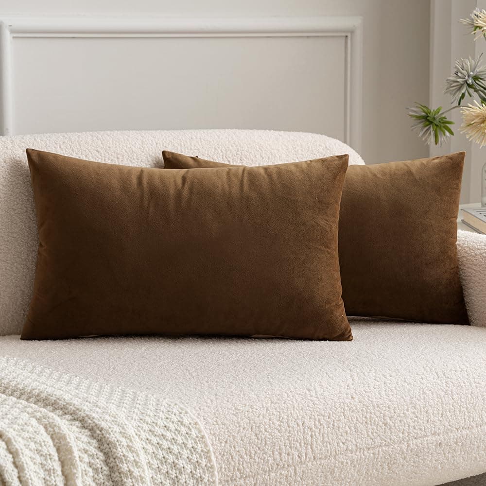 MIULEE Pack of 2 Fall Velvet Soft Solid Decorative Throw Pillow Covers Square Cushion Cases for Sofa Couch Bedroom Living Room Car Home Decor 18 x 18 Inch 45 x 45 cm Orange — view 68