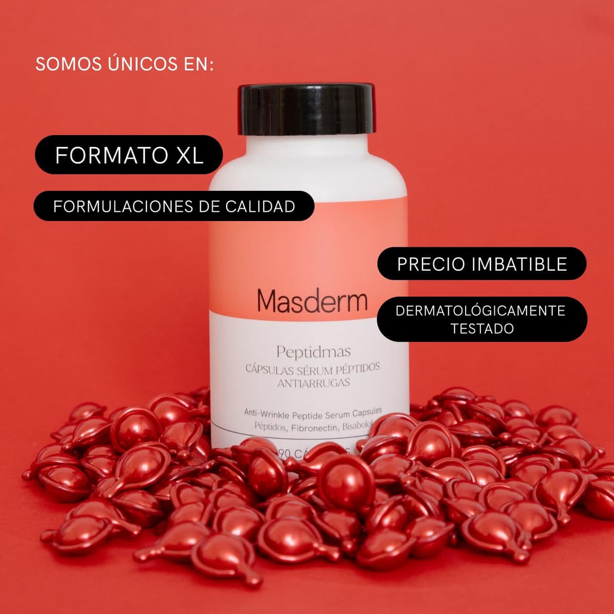 MASDERM - Capsulas de Serum con Peptidos Faciales Antiedad y Antiarrugas, Serum Hidratante Facial, Rutina Skin Care Producción Colageno, Piel más Suave, Crema Belleza Mujer Hidratante, 90 Capsulas — view 3