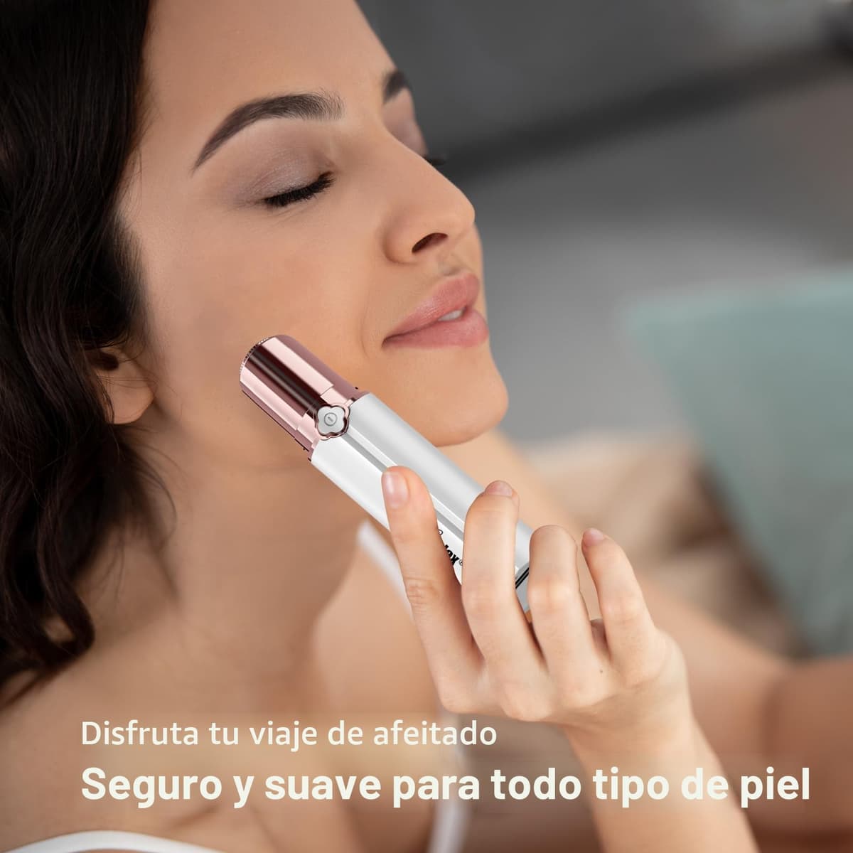 Depilación facial para mujer, maquinilla de afeitar eléctrica para mujer, recargable, dispositivo removedor de pelo para la cara incluye 2 cabezales de repuesto, cortador de cabello sin dolor — view 7