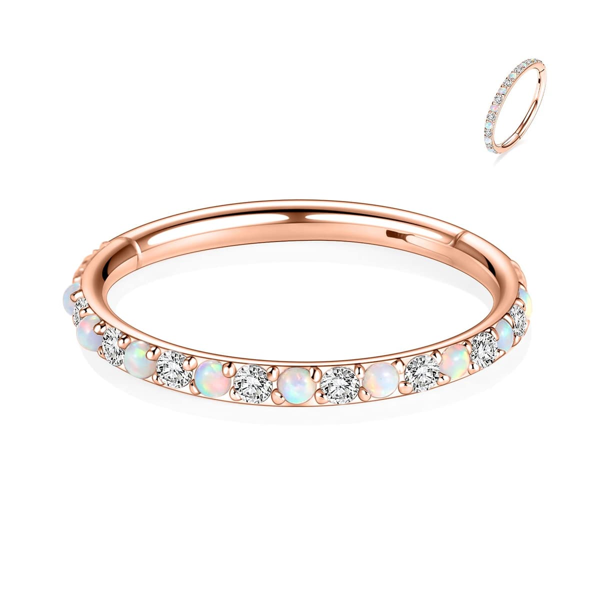 hengkaixuan CZ/Opal Nose Rings Conch Jewellery Septum Clicker 316L Surgical Steel Segment Ring Helix Cartilage Earrings Hoop Daith Tragus Rook Piercing Jewellery — view 39