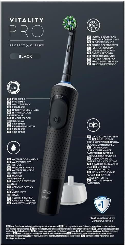 Oral-B Vitality Pro Cepillo de Dientes Eléctrico con Mango Recargable y 1 Cabezal, Diseñado Por Braun, Regalos Originales - Negro — view 5