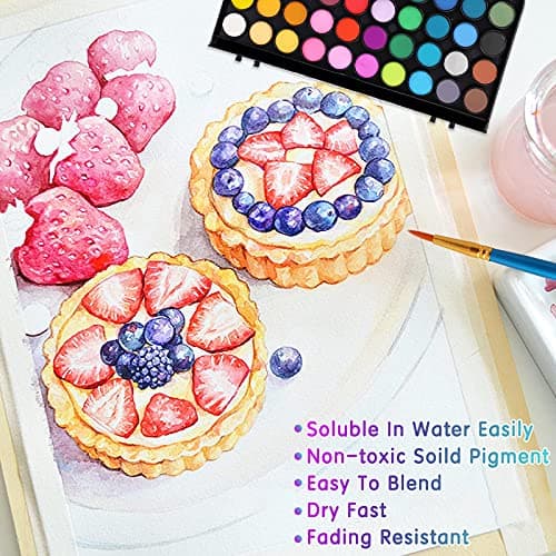 48 Colors Washable Watercolor Paint Set, with 3 Brushes Pen — view 5