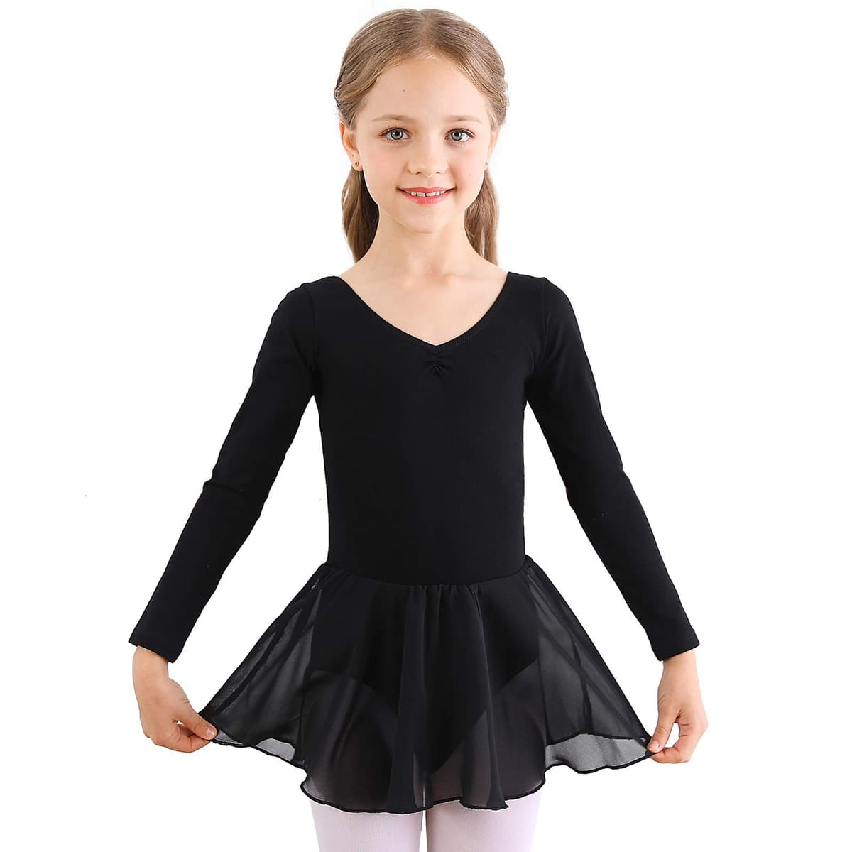 Bezioner Vestido de Ballet Maillot de Danza Manga Larga Gimnasia Leotardo Algodón Body Clásico para Niña — view 14