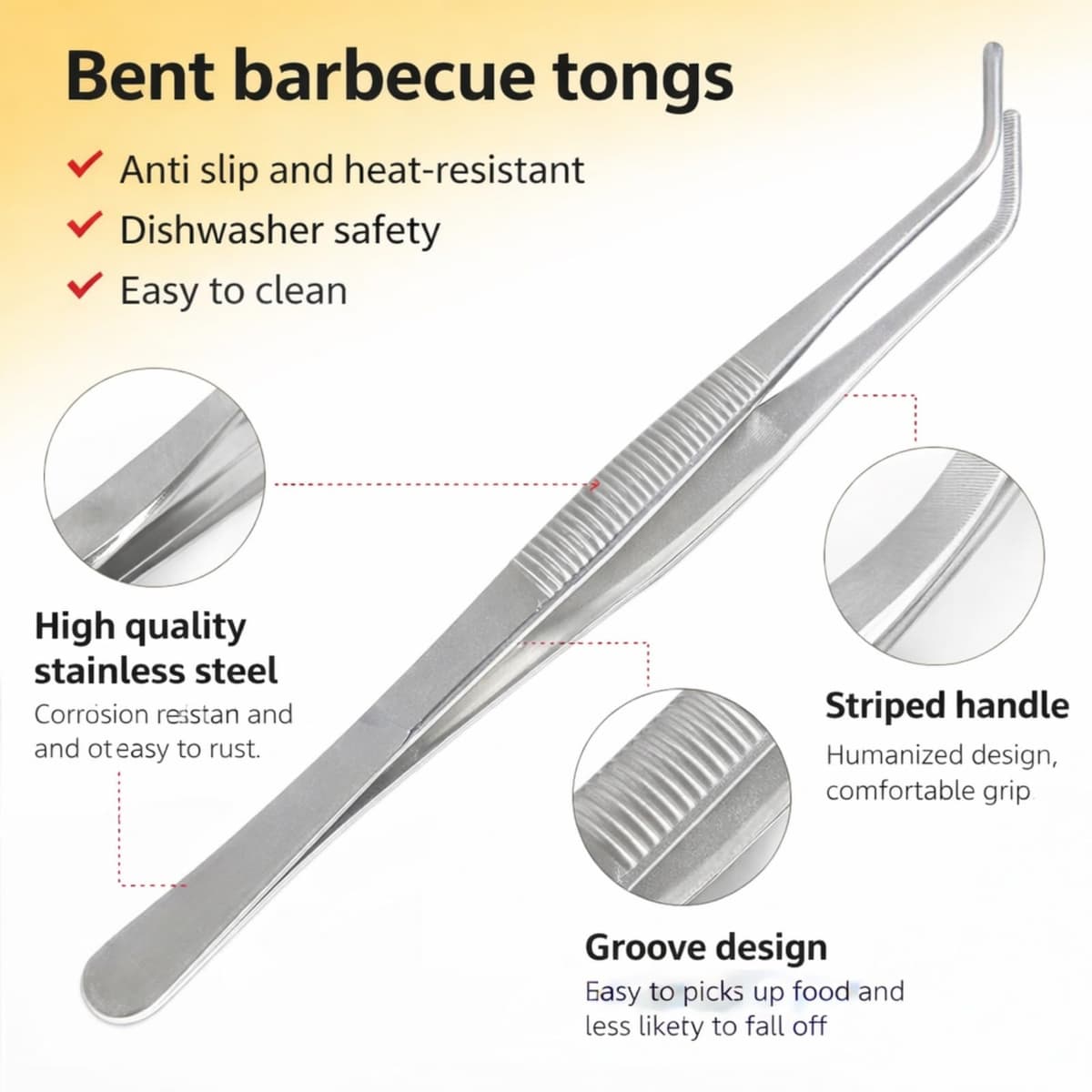2Pcs 30.5cm Extra-Long Stainless Steel Kitchen Tweezers Tongs,Heavy Duty Cooking Tongs for Chef,Grill,BBQ,Pasta,Salad – Essential Metal Kitchen Tools & Gadgets for Home Cooks — view 3
