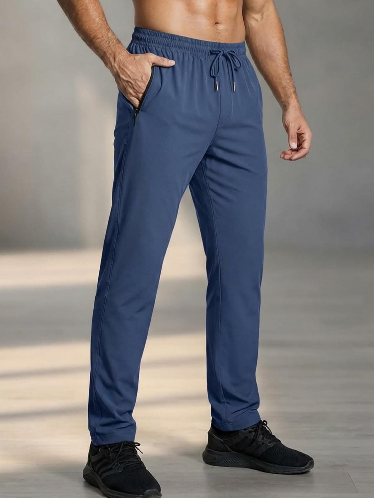 Pantalones deportivos para hombre, cintura elástica, ligeros, de secado rápido, con bolsillos, para gimnasio, entrenamiento