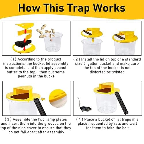 Automatic Reset Traps Mouse Trap Bucket Flip Lid Compatible with 5 Gallon Buckets Lids Mouse Rat Trap Mouse Traps Indoor Outdoor Reusable Mouse Traps Bucket Lid Humane Mouse Trap (2PCS) — view 3