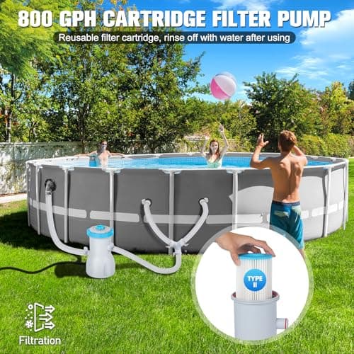 LuxBlue 800 GPH Above Ground Pool Filter Pump, Energy-Saving Pool Cartridge Filter Pump | Dual Action: Accelerate Water Flow & Capture Debris Quickly - Improve Water Clarity | Easy to Setup & Maintain — view 3