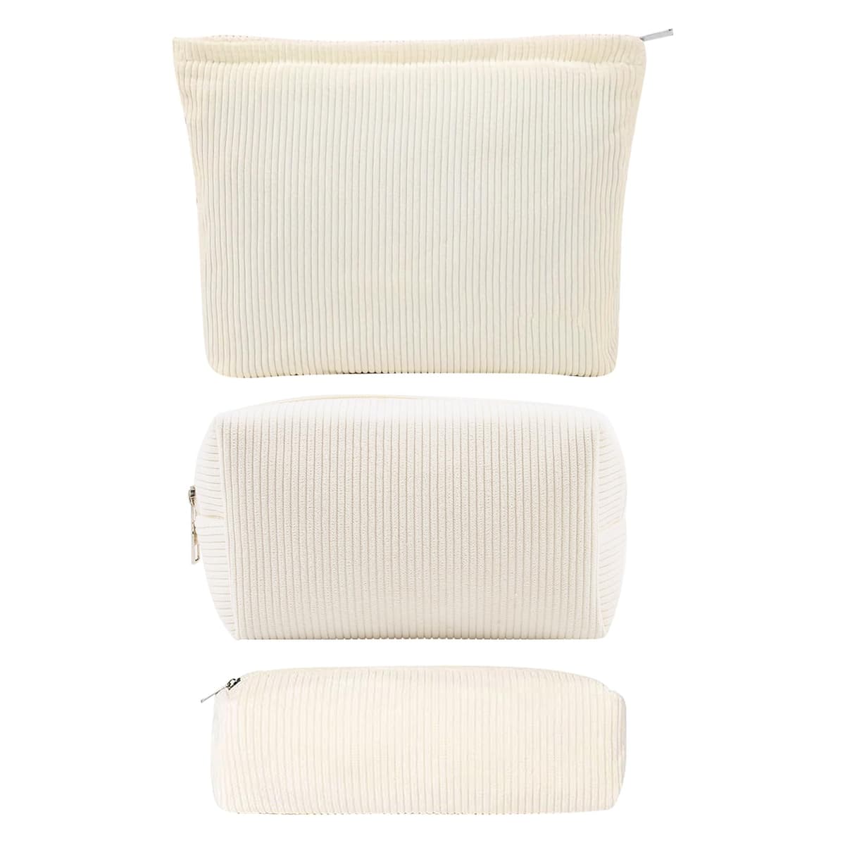 JSTHHTT 3PC Neceser Maquillaje Mujer, Neceser Mujer, Neceser Viaje Mujer, Bolsas de Cosméticos de Tejido de Pana con Cremallera, Bolsa Maquillaje, Bolsa de Maquillaje Portátiles, Accesorios Viaje — view 2