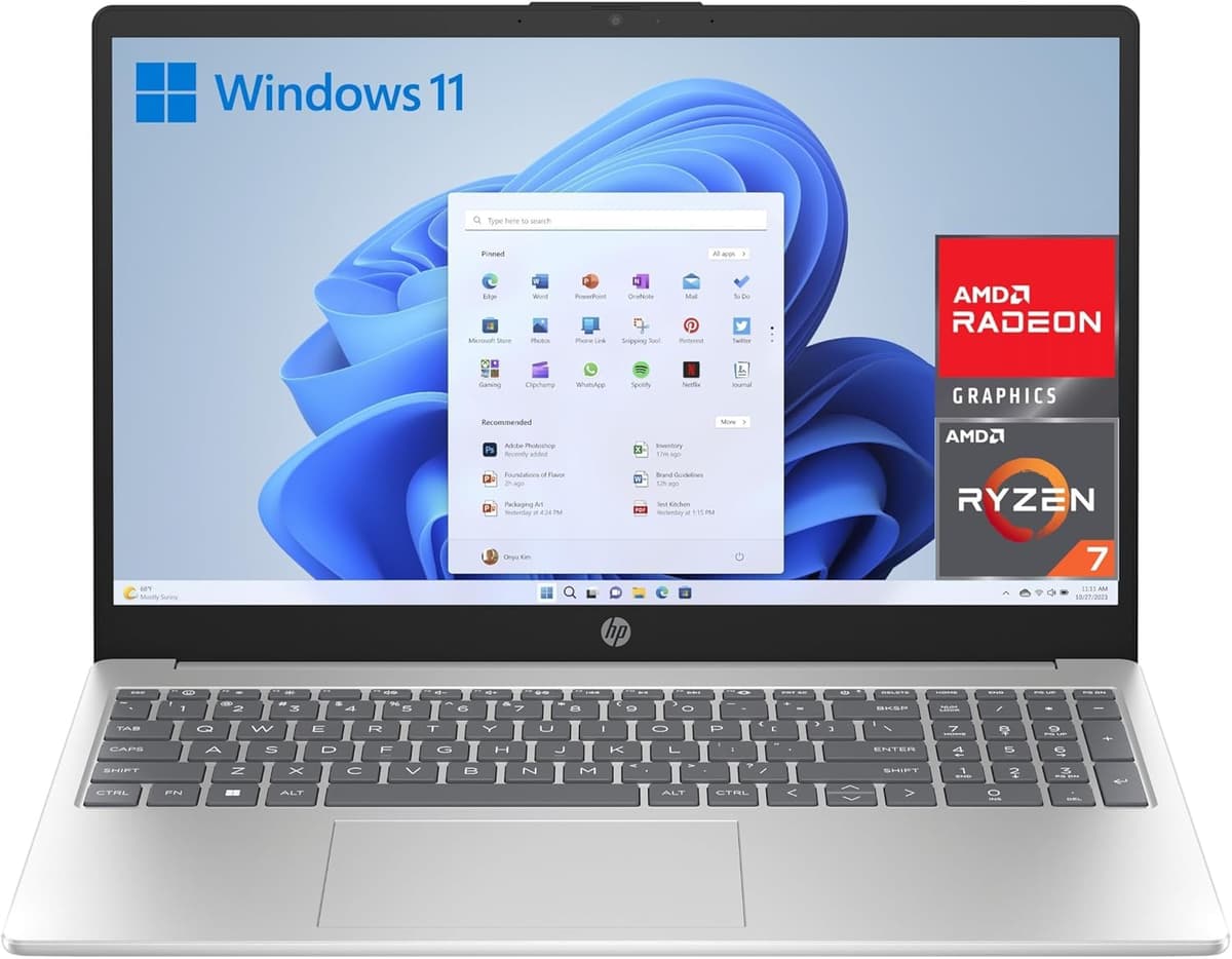 HP 15-fc0243ns - Ordenador portátil de 15.6" FHD (AMD Ryzen 7-7730U, 32 GB RAM, 1TB SSD, AMD Radeon Graphics, Windows 11) Plata y Azul - Teclado QWERTY Español — view 8