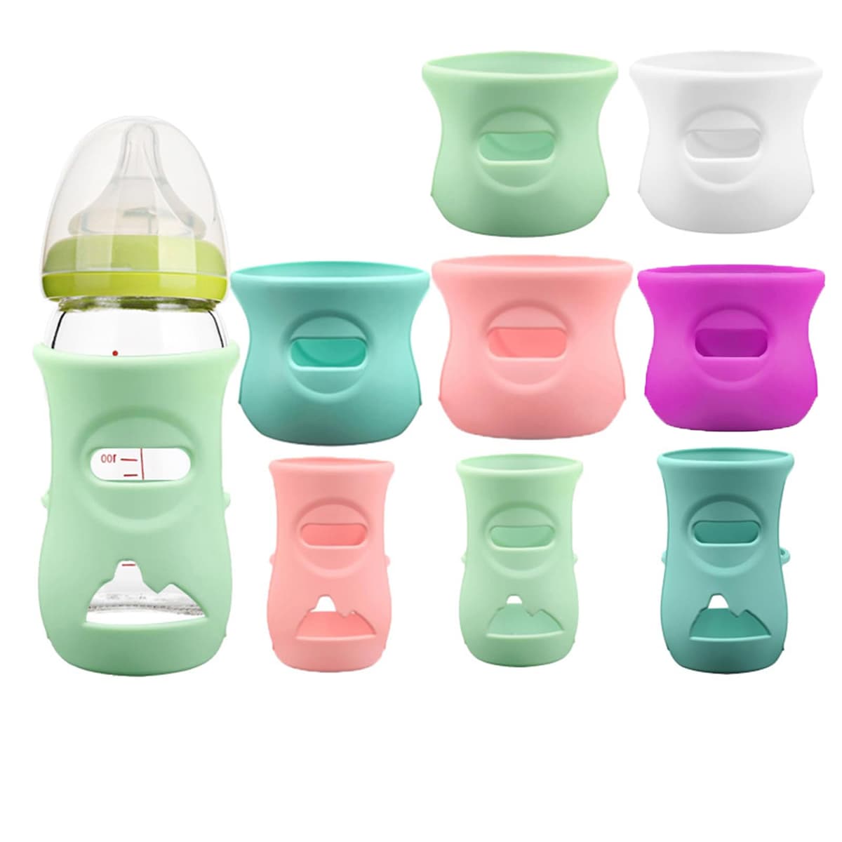 of 3pcs / 1pc Protective Silicone Covers for Glass Bottles Shatter Proof Holder Case Sleeve 120 / 240ml Bottle Holder Case — view 6