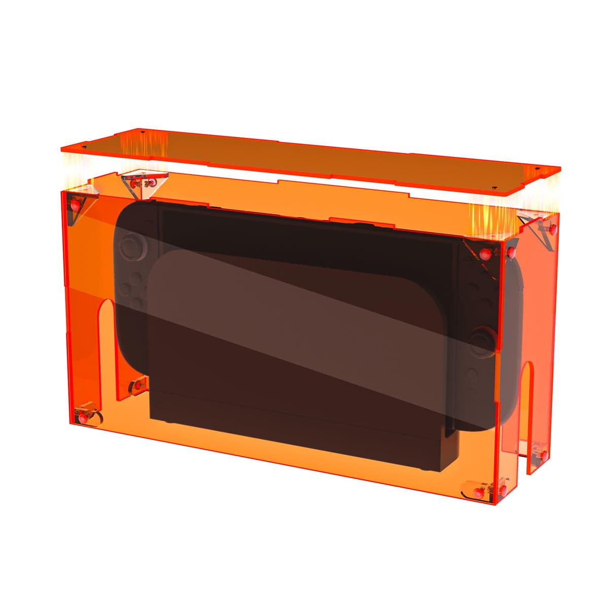 PlayVital Funda Antipolvo Acrílica para Nintendo Switch 2 (2025), Caja Protectora Impermeable para Consola y Base de Carga, Caja de Presentación, Carcasa de Protección para Switch 2 (Naranja Claro)