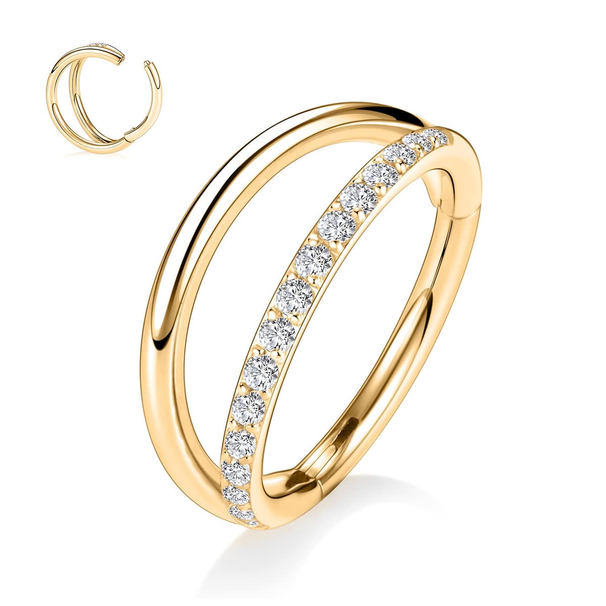 hengkaixuan Triple Double Nose Hoop Ring Sleeper Hoop Earring Helix Rook Conch Cartilage Daith Tragus Earrings Septum Ring Lobe Nose Piercing Jewellery for Women — view 42
