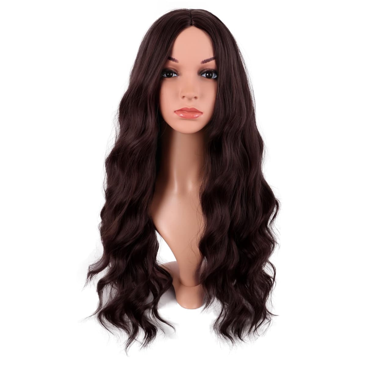 MapofBeauty 24 Pulgada/60 cm Largo Lacio Peluca Con Flequillo Sintética Cabello Heat Resistente Para Fiesta de Cosplay (Rosa Caliente) — view 12