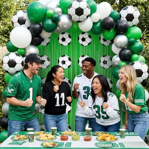 Ycitusi 3 Pcs Soccer Party Decorations Foil Curtains - 9.9x6.6 Ft Soccer Birthday Party Supplies Fringe Backdrop Football Theme Party Favors for 2026 World Cup Tailgate — view 4