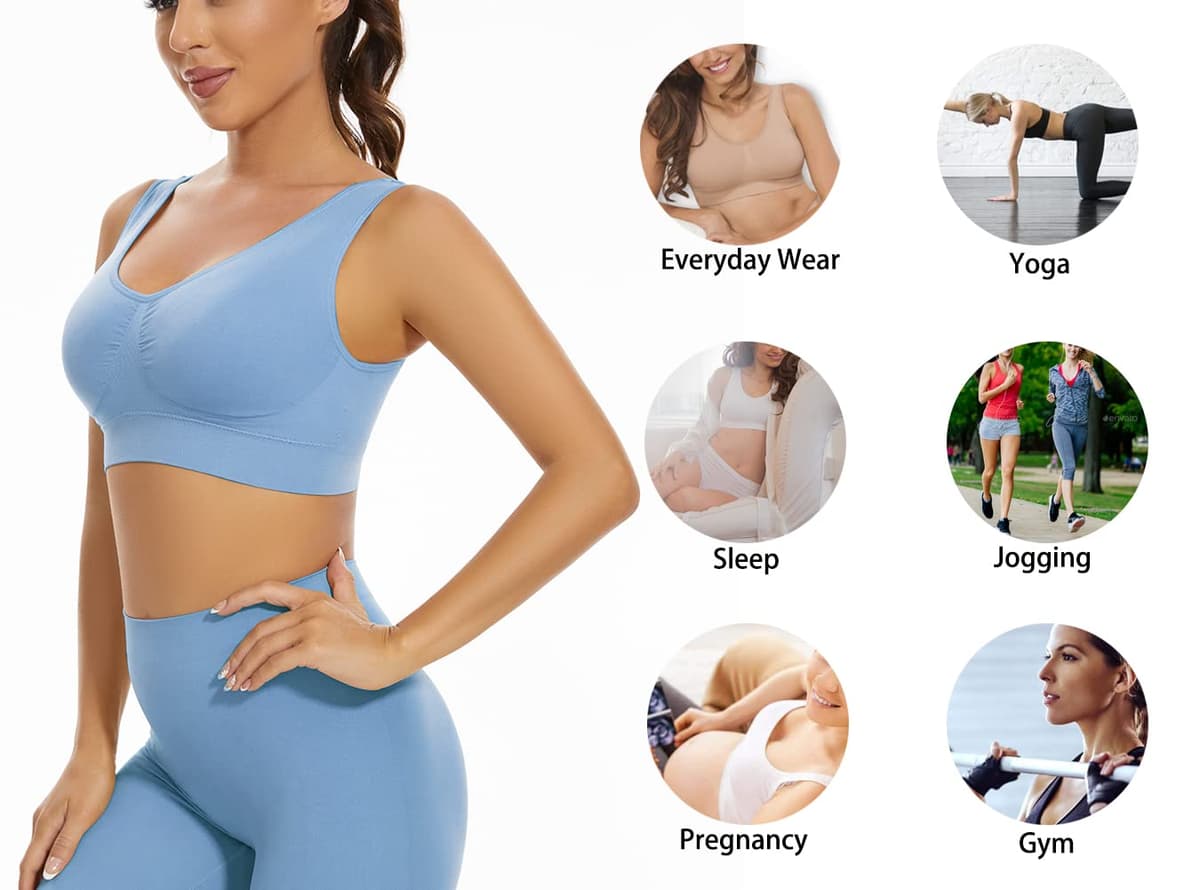 Lemef 3-Pack Seamless Sports Bra Wirefree Yoga Bra with Removable Pads for Women — view 5