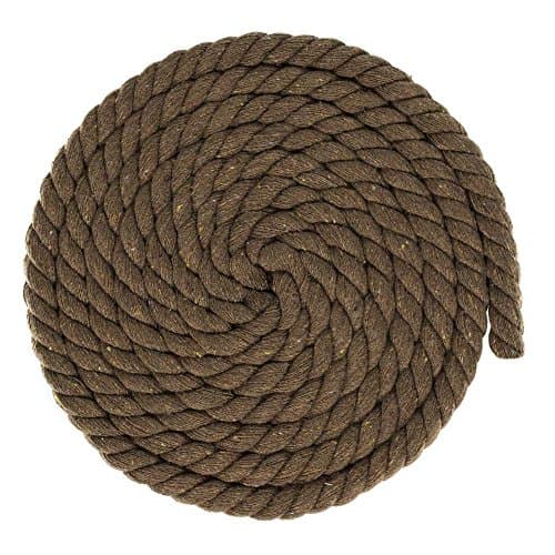 Super Soft 3 Strand Twisted Cotton Rope (Brown, 1/2 Inch x 10 Feet)