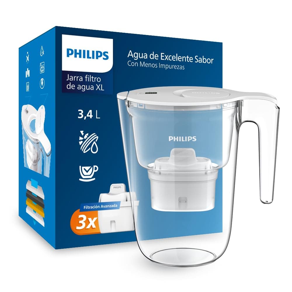 Philips Water Filtro de jarra + 3 cartuchos de filtro de repuesto, Filtración Avanzada, flujo rápido, temporizador electrónico, filtra CLORO, CAL, metales pesados y MICROPLÁSTICOS, capacidad 2,6 L — view 8