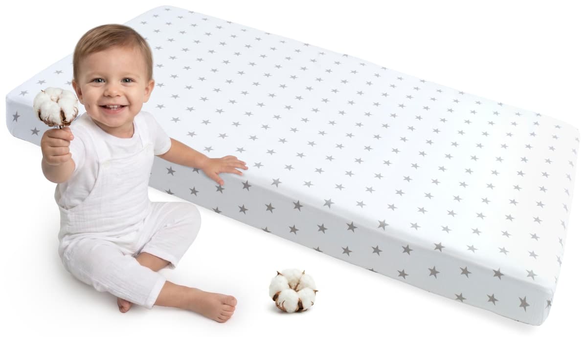 Medi Partners Sabana Bajera Cuna 60x120 Set de 3-100% Algodon Sabanas de Algodón Bebe Ropa de Cama para Bebés Dormir Cuna Fitted Bed Sheet Protector (Safari-Blanco-Gris) — view 13