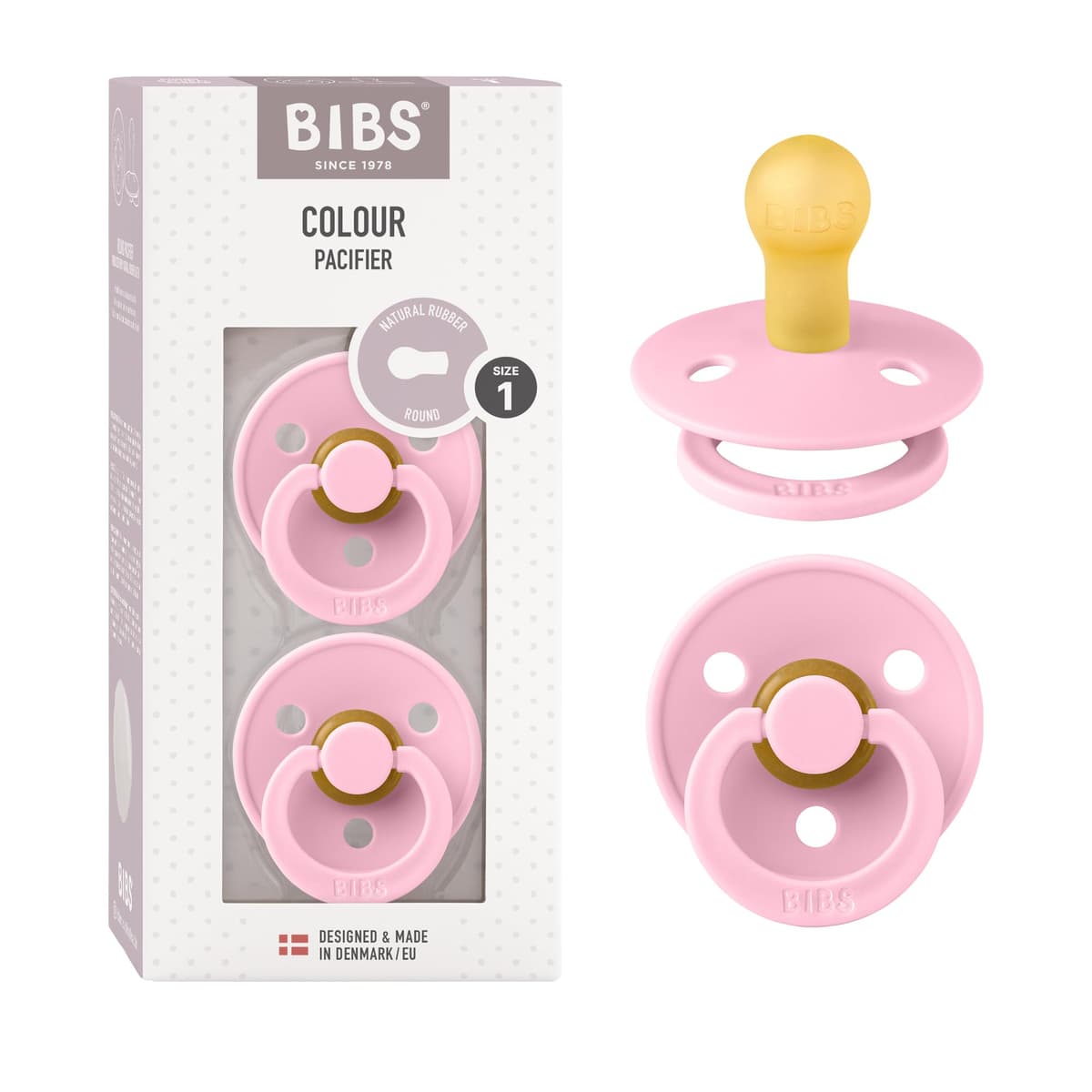 BIBS Colour Soother 2-Pack, BPA Free Dummy Pacifier, Round Nipple. Natural Rubber Latex, Size 2 (6-18 Months), Sky Blue/Steel Blue — view 52