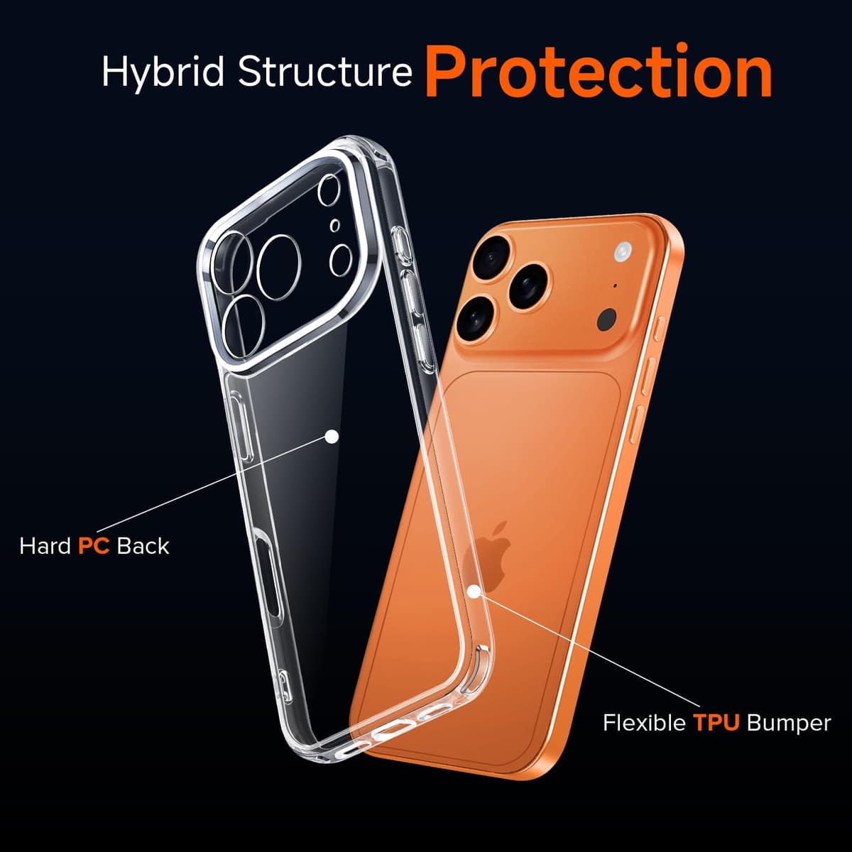 ivoler Anti-Amarillo Clara Funda para iPhone 17 Pro con 2 Piezas Cristal Templado, [Protección Militar] Carcasa Protectora Antigolpes Transparente Anti-Choques Bumper Case — view 4