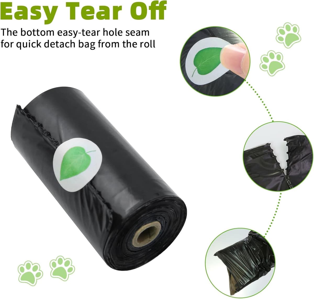TopfreeThicker Dog Poop Bags 180 Dog Poo Bags Waste Bags Thick Strong Made from Corn Starch Plants Based (Black) — view 4
