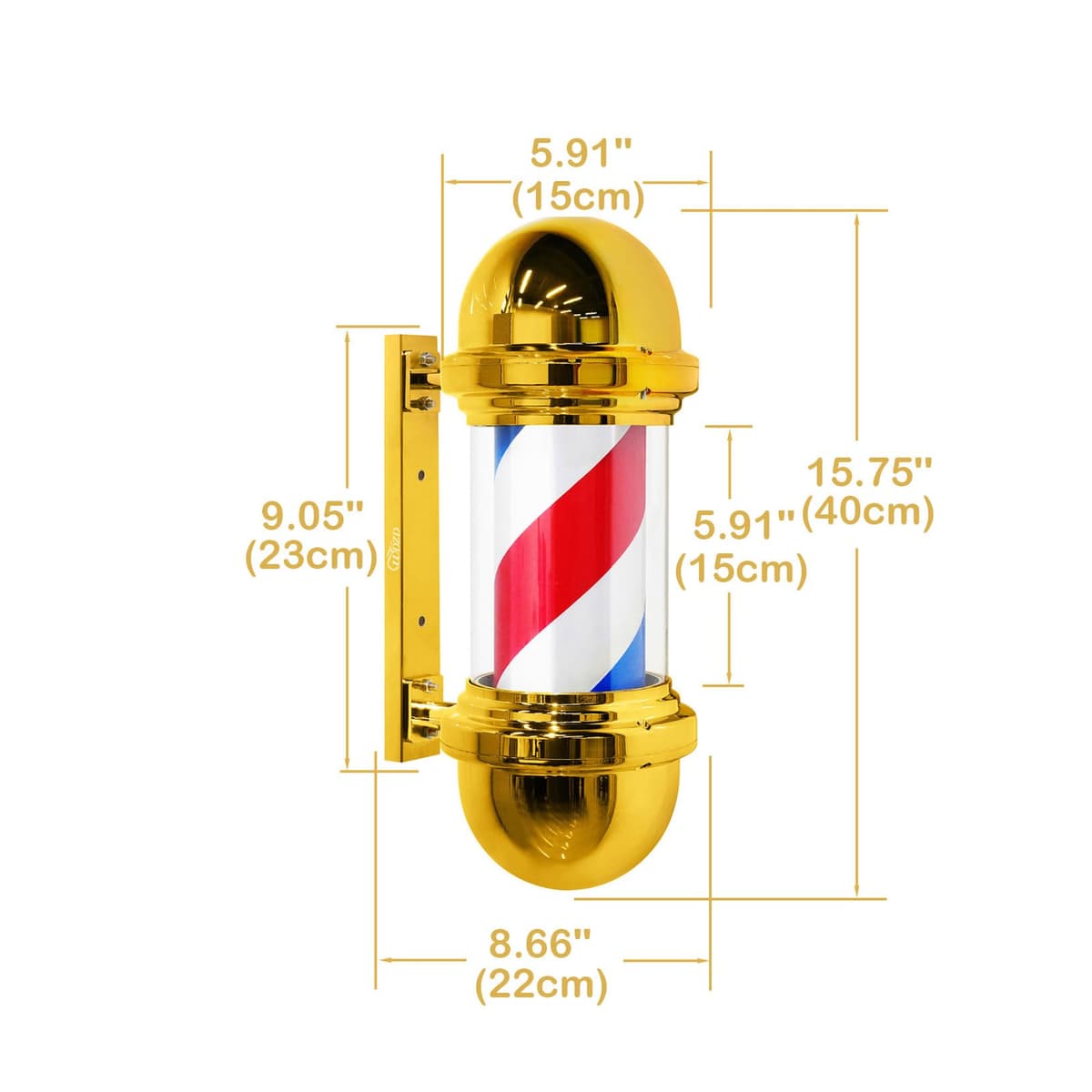 Mini 40 cm Dorado Poste Barbero Barber Pole — view 2