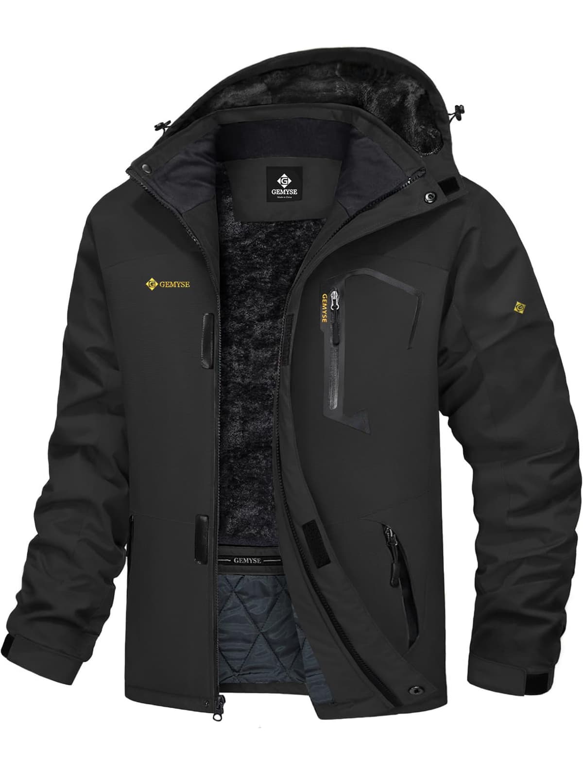 GEMYSE Chaqueta de Esquí Impermeable de Montaña para Hombre Abrigo de Invierno al Aire Libre de Lana a Prueba de Viento con Capucha — view 9