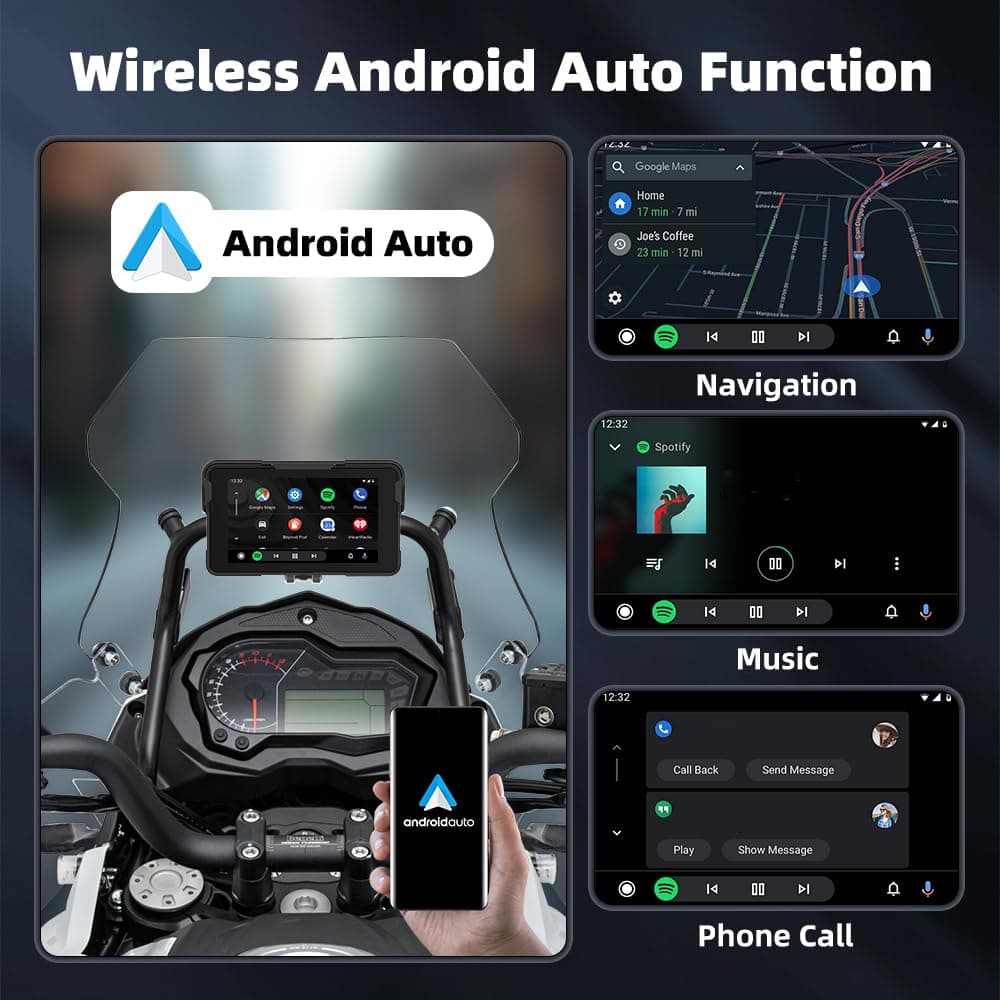 MYJDML Carplay Moto para Kawasaki ZZR 1400 2006-2020, Pantalla Táctil 5" Impermeable IP67, Pantalla Carplay Inalámbrica para Motocicleta,A-No Tire Pressure — view 5