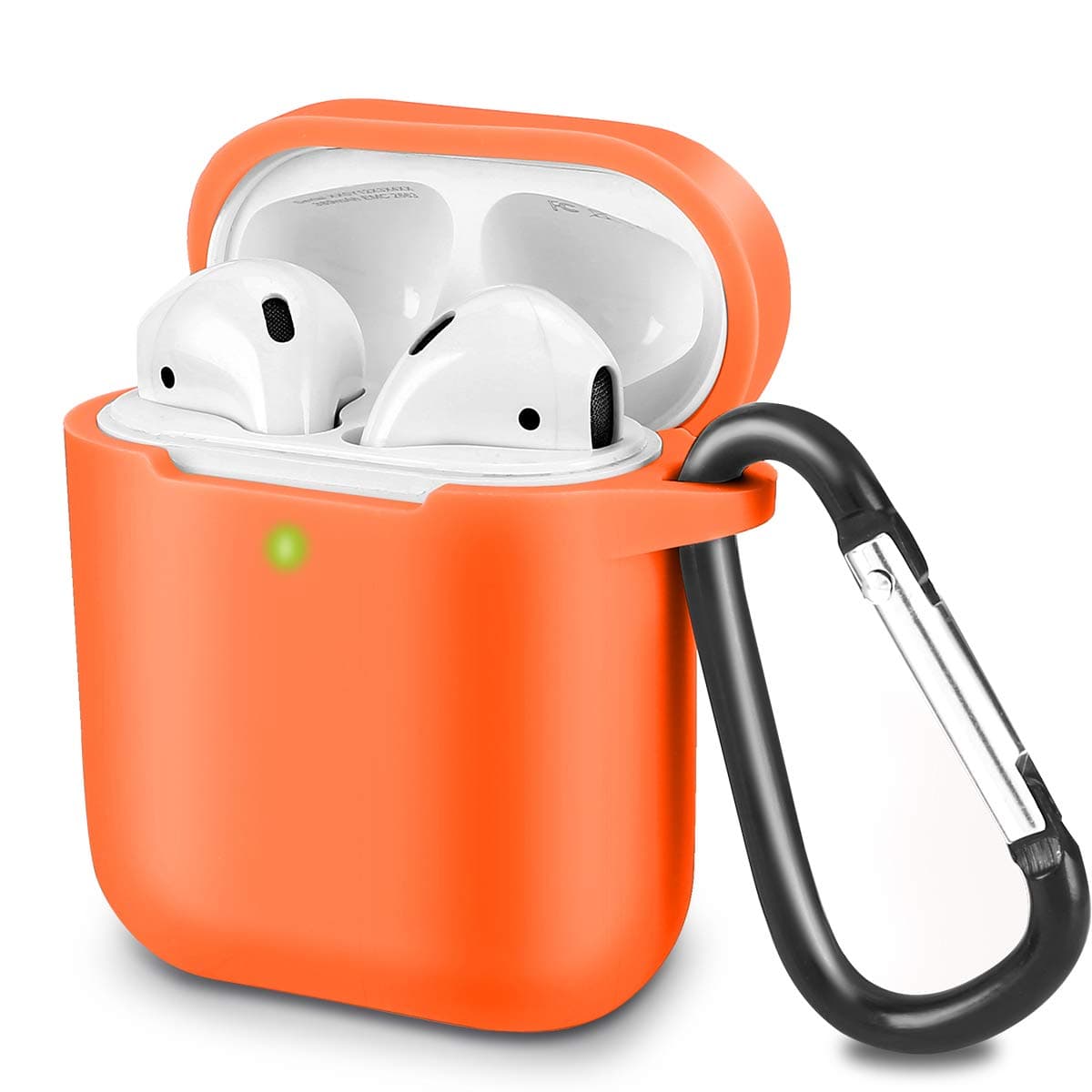 Silicona Compatible con AirPods 2 & 1, Fundas Protectora de Silicona para AirPods 2 & 1, LED Frontal Visible, Funciona con Carga inalámbrica, con Mosquetón, Translúcido — view 2