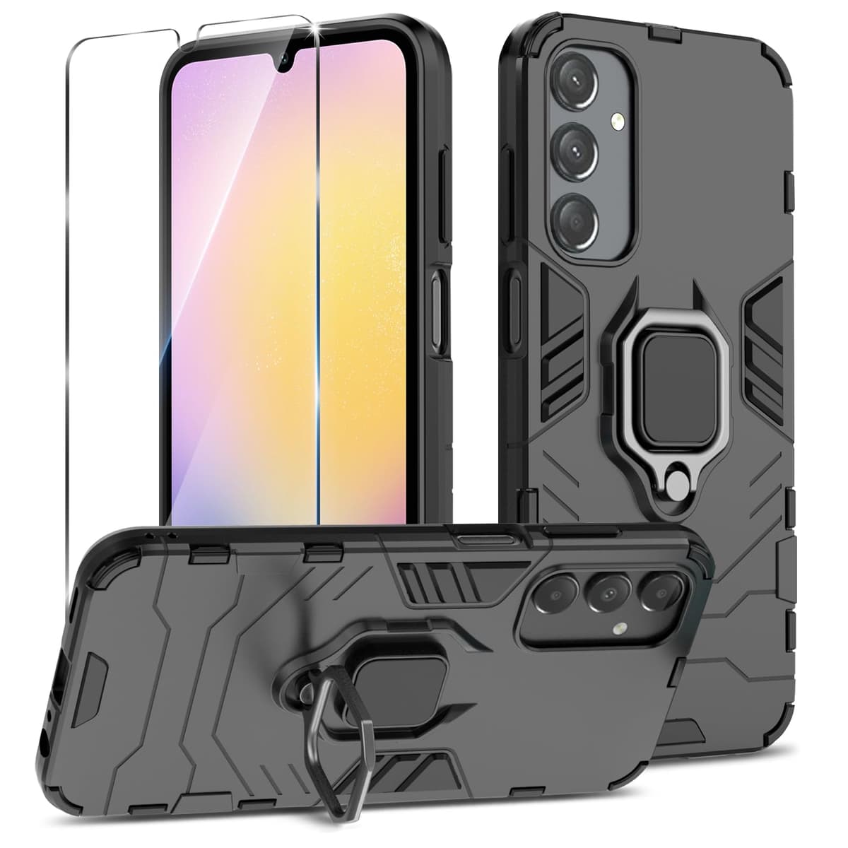 Funda para CMF Phone 2 Pro, Carcasa Antigolpes con Soporte anular metálico, Case Protectora de Grado Militar, Negro — view 1688