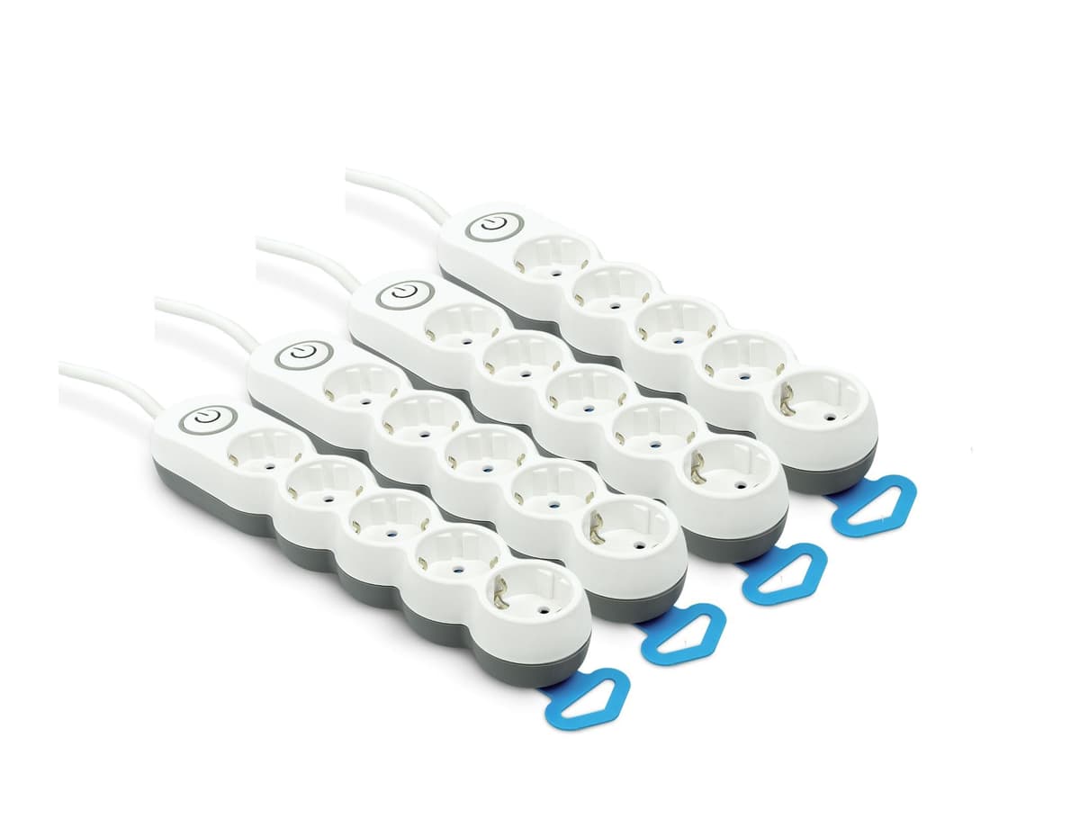 Garza Power - Regleta de 4 enchufes, con Interruptor, Enchufe Plano, Ladrón múltiple 1.4 Metros, Protección Infantil, Color Blanco, Gama Design — view 16
