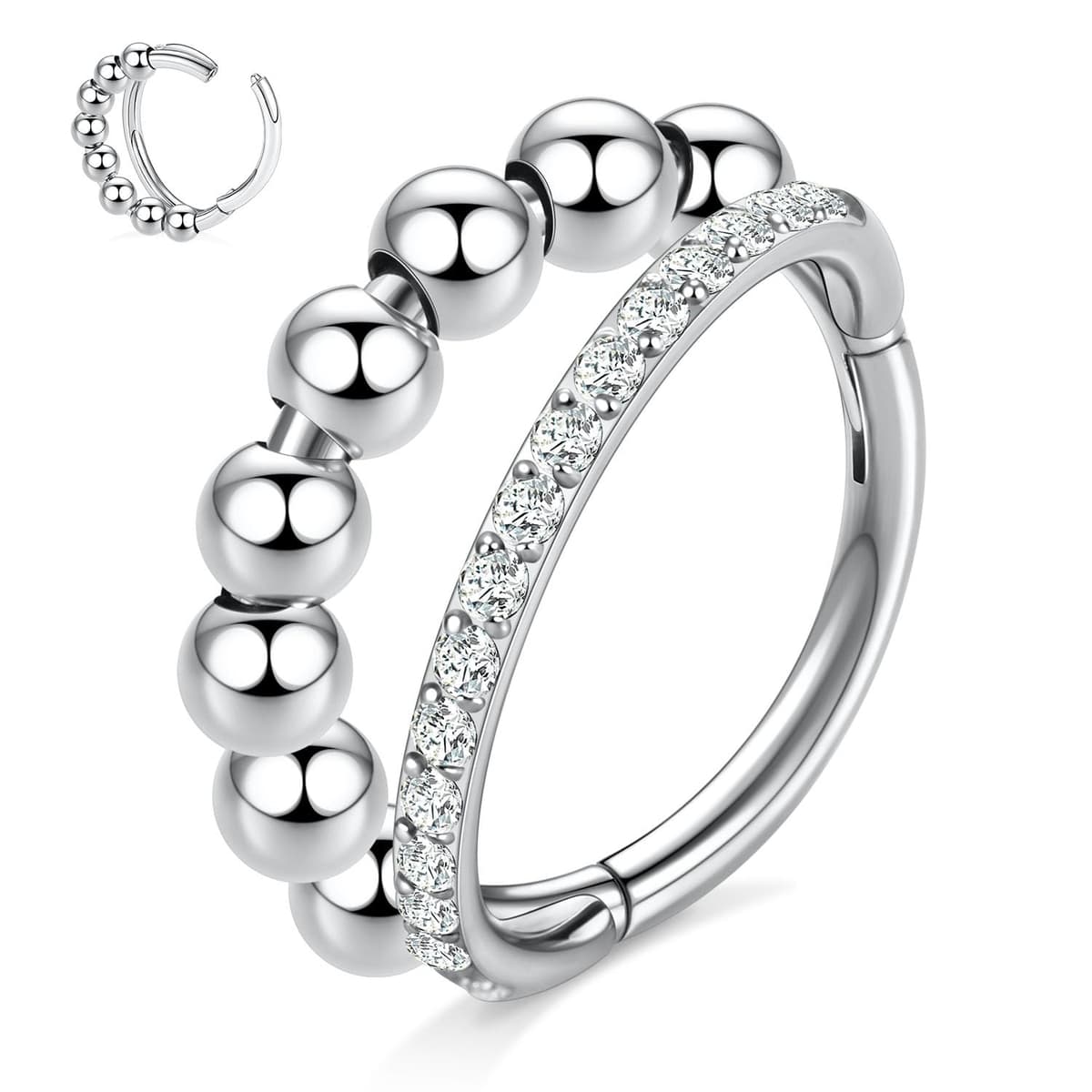 hengkaixuan Triple Double Nose Hoop Ring Sleeper Hoop Earring Helix Rook Conch Cartilage Daith Tragus Earrings Septum Ring Lobe Nose Piercing Jewellery for Women — view 24