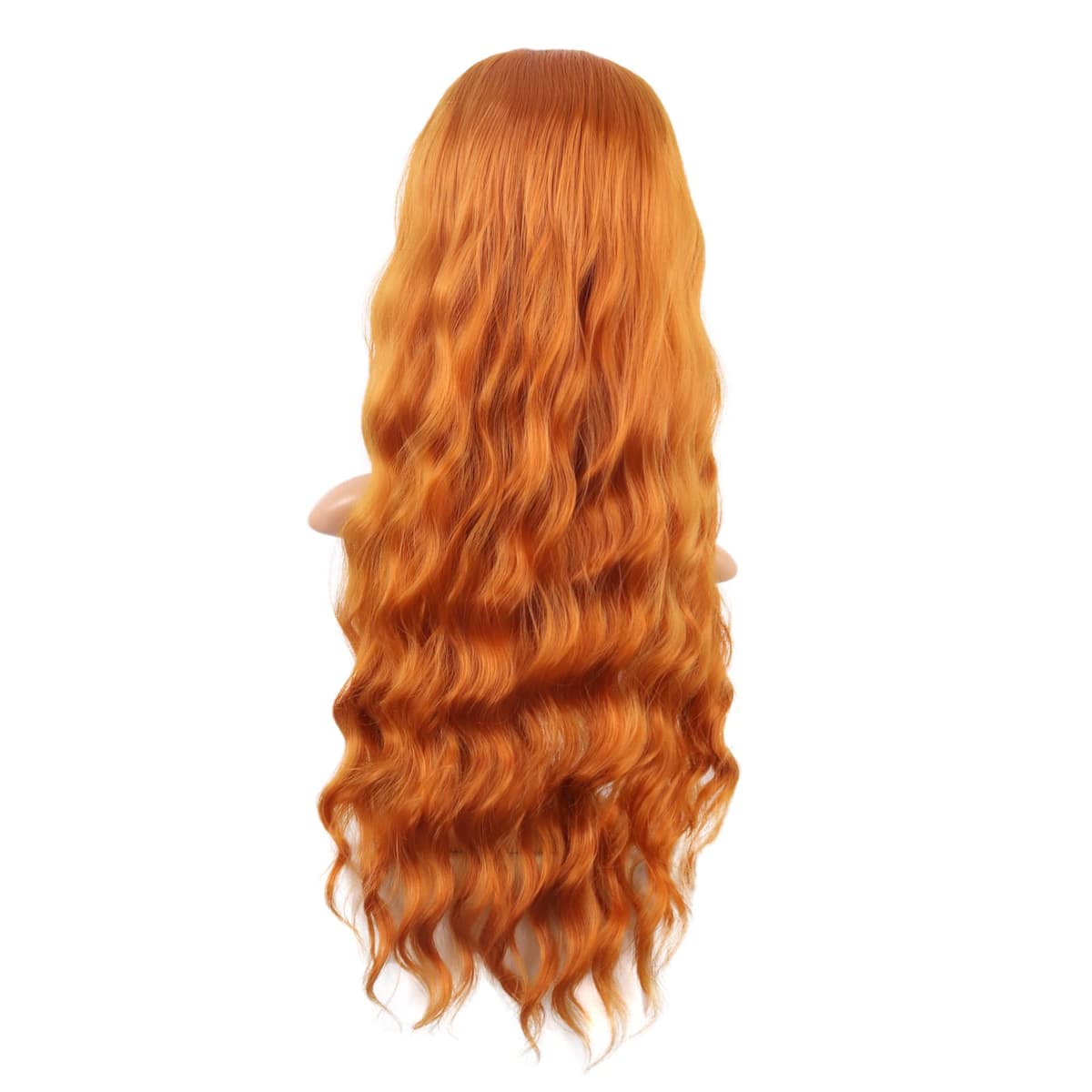 MapofBeauty 28 Pulgada/70 cm Largo Wavy Pelucas Middle Part Sintética Fibras Rizo Cabello Reemplazo Peluca Para Fiesta de Cosplay Diario (Naranja) — view 4