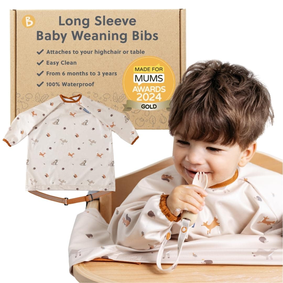 BIBaDO - Long Sleeve Baby Bibs - Babies & Toddlers 6-36 Months - Coverall Weaning Bib - Easy Wipe Clean & Soft Fabric - Attach to Highchair & Tables - Waterproof - Machine Washable — view 18
