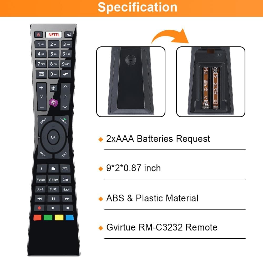 Gvirtue RM-C3231 Remote Control Compatible with JVC Smart 4K LED TV 23342620 LT24C656 LT-24C656 LT24C661 LT-24C661 LT32C660 L — view 5