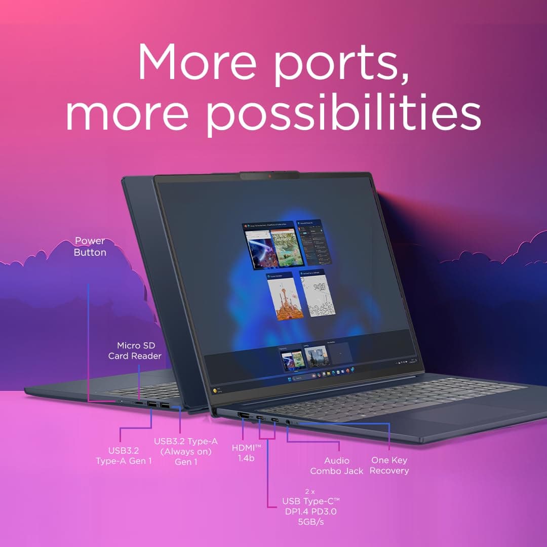 Lenovo IdeaPad Slim 5 | 16 inch WUXGA 1200p Laptop | Intel Core i5-13420H | 16GB RAM | 1TB SSD | Windows 11 Home | Cosmic Blue — view 4