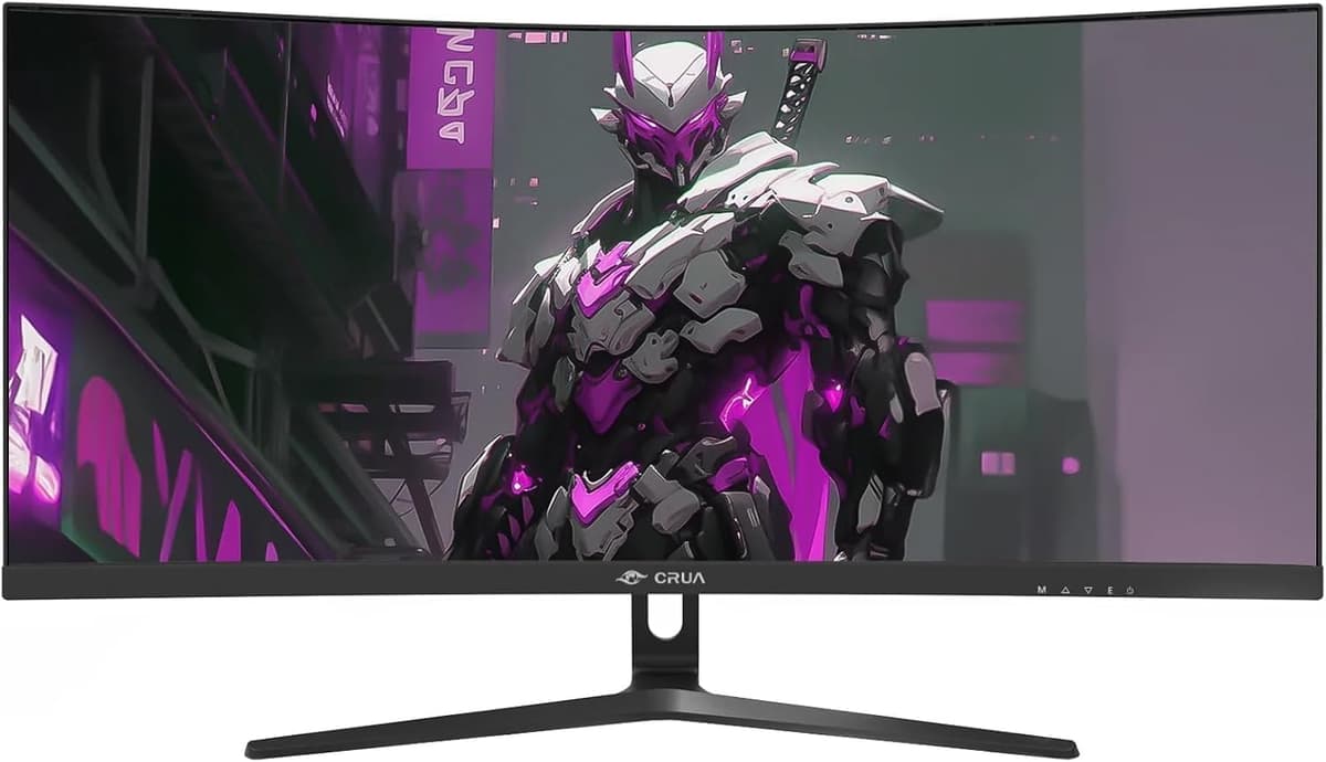 CRUA 30 Inch Curved Gaming Monitor, Ultra-Wide WFHD 2560×1080, 200Hz/144Hz, 0.5ms, 1500R VA Panel, 120% sRGB, AMD FreeSync, HDMI & DP, Wall Mountable, Eye Care, PC Monitor for Gaming & Office - Black — view 3