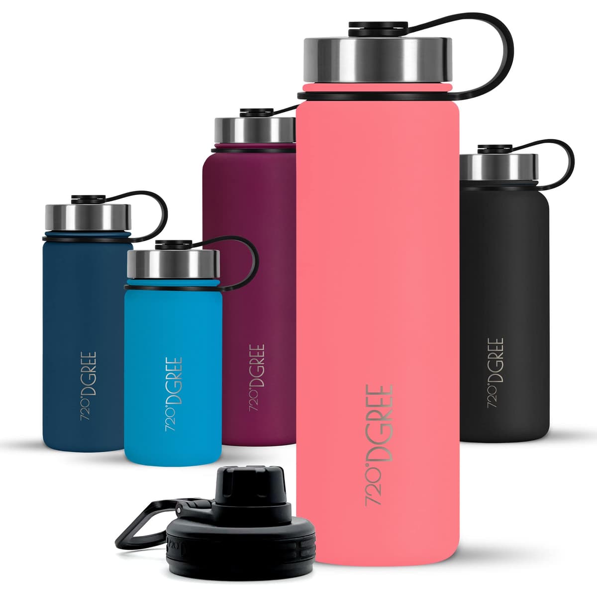 720°DGREE Botella Agua Termo Acero Inoxidable “noLimit“ – 410ml, 530ml, 710ml, 950ml, 1200ml - Sin BPA Free, Antigoteo y Prueba de Fugas - Frasco térmico, Cantimplora Aislada +Cubierta Deportes Gratis