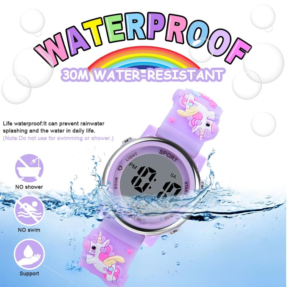 Vicloon Reloj Digital para Niños Niña, Luz Intermitente LED de 7 Colores Reloj de Pulsera Niña Multifunción, Reloj Unicornio Niña, Relojes Niñas Niños Digital para Niños de 3 a 12 años — view 5