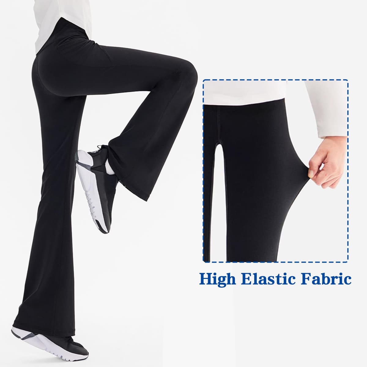 Sahunfri Girls Flared Leggings High Waisted Tummy Control Yoga Pants for Kids, Breathable Stretchy School Trousers Suitable for Dance — view 5