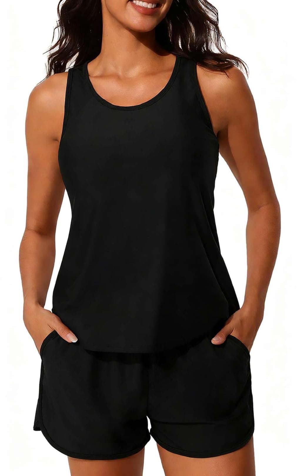 CheChury Tankinis Mujer Tallas Grandes Traje de Baño 2 Piezas Bañador Reductor Vientre Plano Bikini Push Up con Shorts Conjuntos de Tankini Sport Bañadores Dos Piezas Deportivos Mujer Natacion Playa — view 11