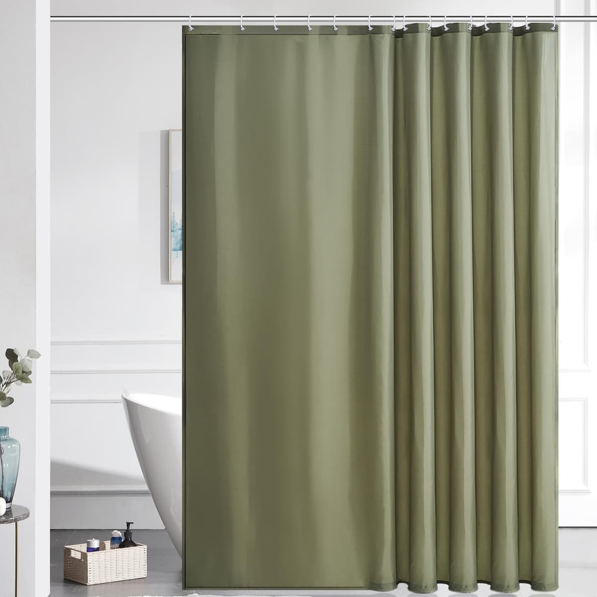 Furlinic Navy Shower Curtain Anti Mould Resistant Waterproof Bathroom Curtains Washable Polyester Fabric 90x180cm with Weight Tape for Bath Wet Room 35x72 Inch. — view 154