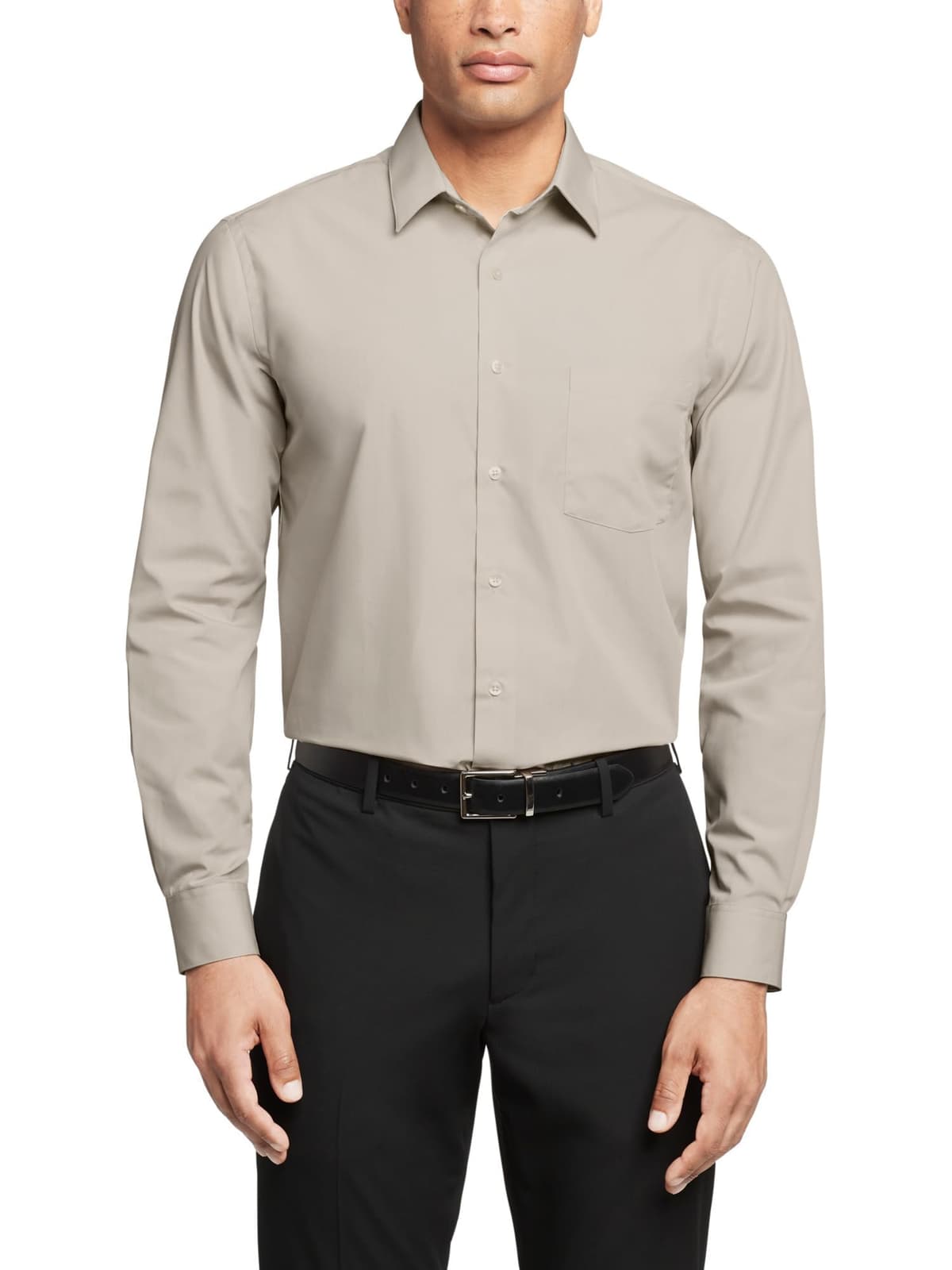 Van Heusen Mens Dress Shirt Regular Fit Poplin SolidDress Shirt — view 15