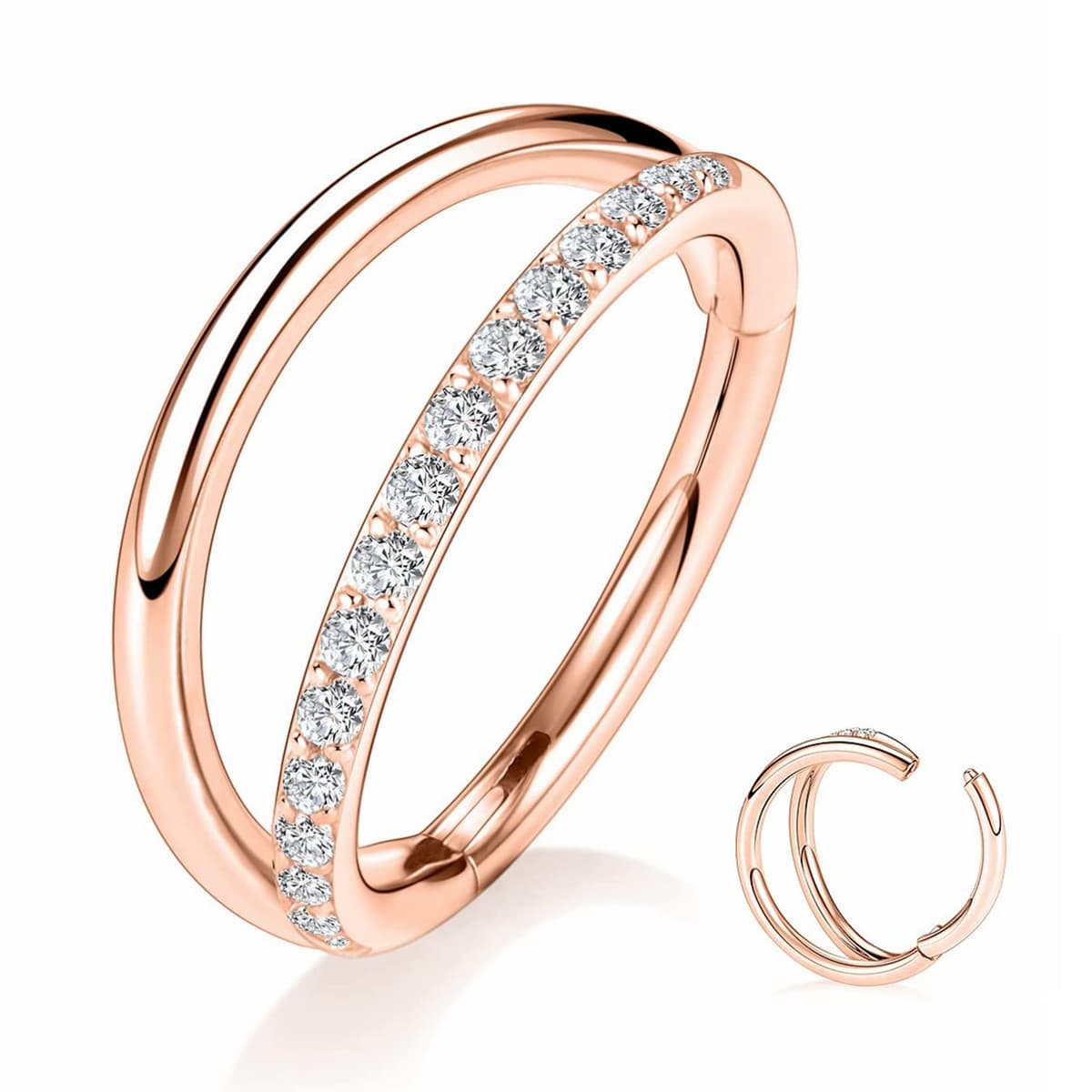 Yrogcu 20G 18G 16G 14G Single/Double Hoop Stainless-Steel Seamless-Hinged-Piercing Segment-Clicker Nose-Ring-Hoop : Diameter 6mm 8mm 10mm 12mm Cartilage Earrings — view 24