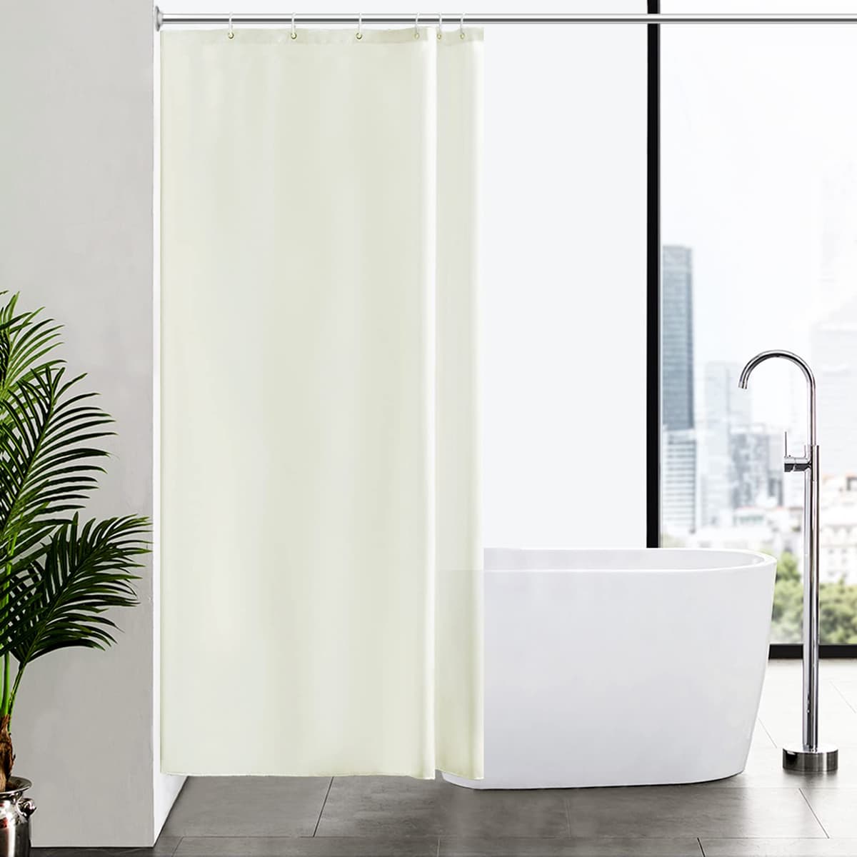 Furlinic Cortina Ducha 200x200cm Antimoho Impermeable Lavable Blanco Tela Poliéster Grandes Cortinas de Baño con 12 Aros de Cortina Ducha. — view 61