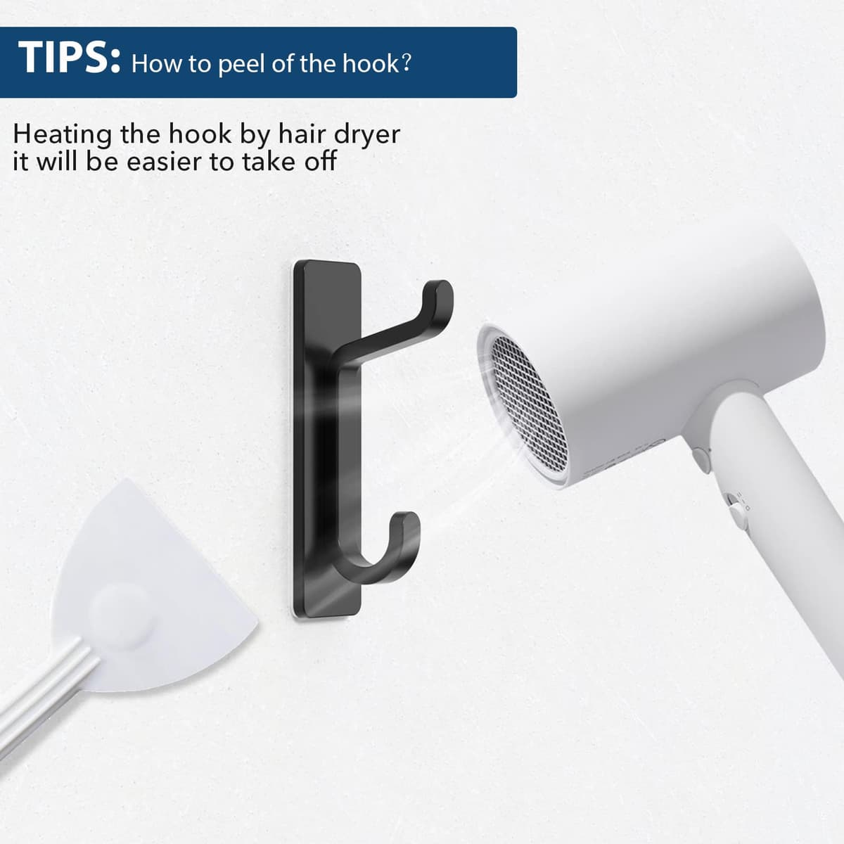 Self Adhesive Hooks, Extra Sticky and Strong, Hanging up to 6KG, Heavy Duty Stick on, No-Nail Hook for Back of Door, Black, 4 Pack — view 7