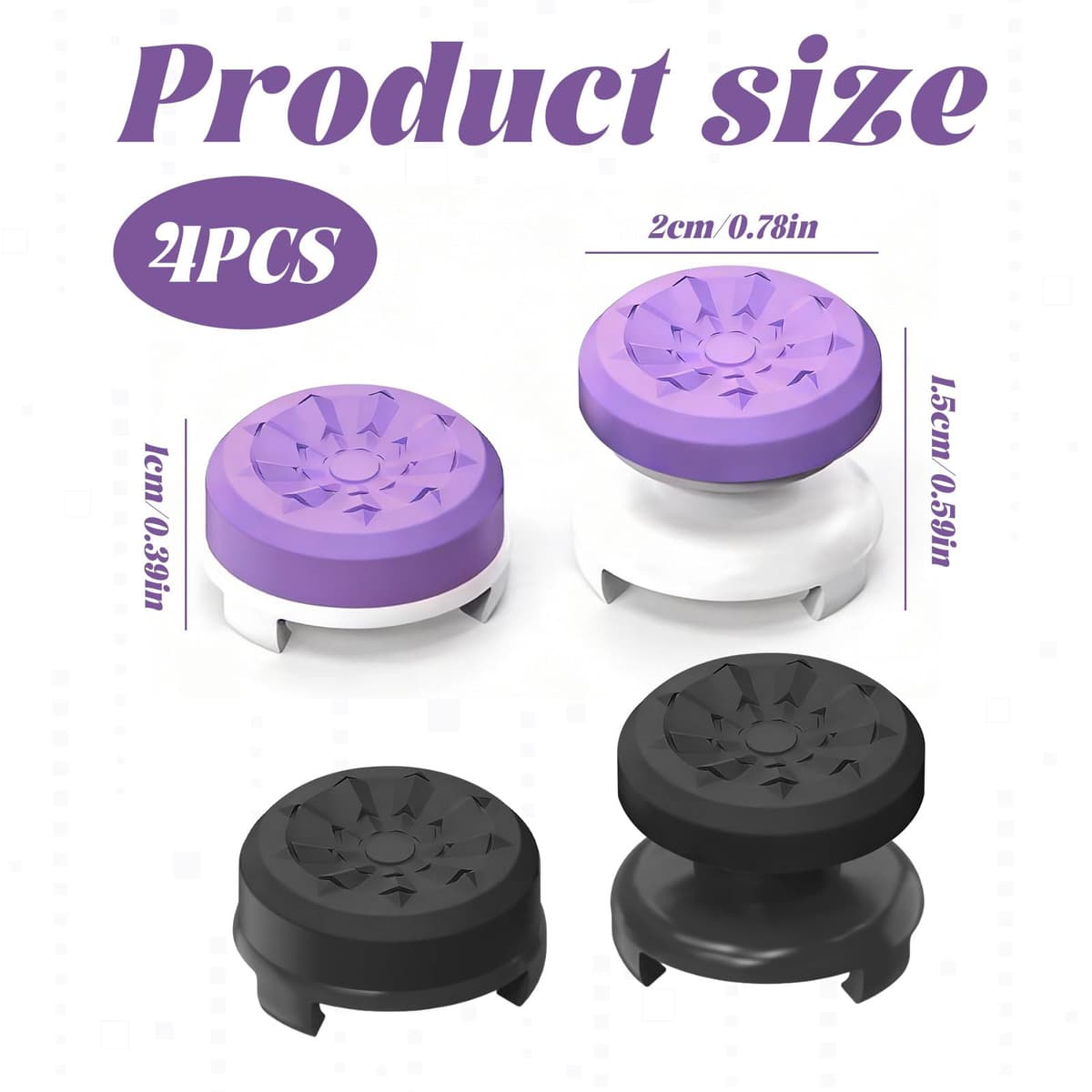 for Ps5 Thumb Grips, 4 Pcs FPS for PS4 and PS5 Controller Grips Enhanced Accuracy, Comfort, and Grip with PS5thumbsticks Covers (2 High-Rise, 2 Mid-Rise, Black and Purple) — view 2