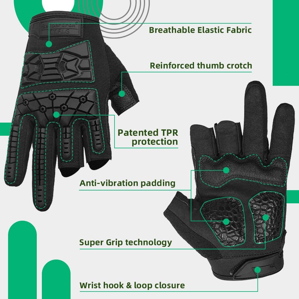 Seibertron T.T.F.I.G 2.0 Men's Tactical Military Gloves Flexible Rubber Knuckle Protective for Combat Hunting Hiking Airsoft Paintball Motorcycle Motorbike Riding Outdoor Gloves — view 4