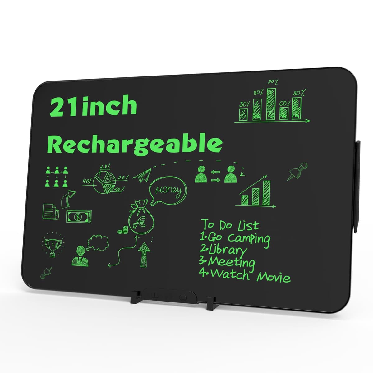 Tableta de escritura LCD transparente de 21 pulgadas, tablero de dibujo inteligente grande recargable para escribir a mano, tablero electrónico de garabatos para adultos